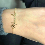 Custom Name Bracelet Stainless Steel Engraved Handwriting Bangle
