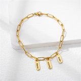 Personalized Stainless Steel Hang Tag Bracelet Engraved Name Letter ID Bangle