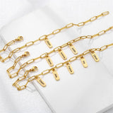 Personalized Stainless Steel Hang Tag Bracelet Engraved Name Letter ID Bangle