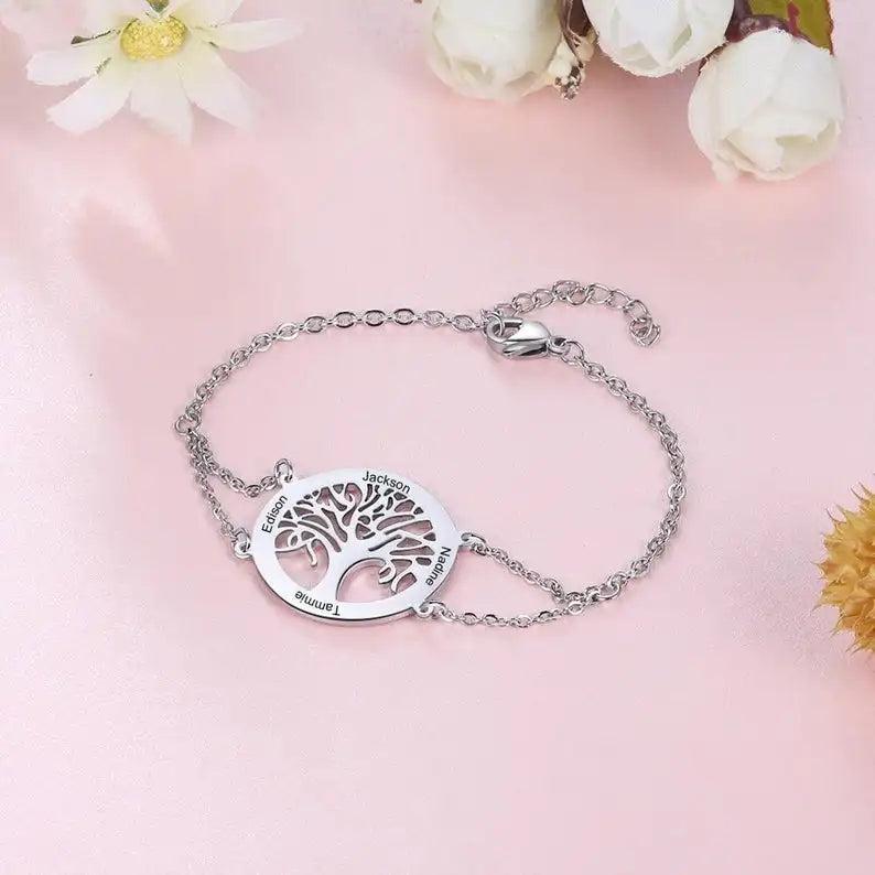Personalized Family Tree Bracelet with Engraving Name