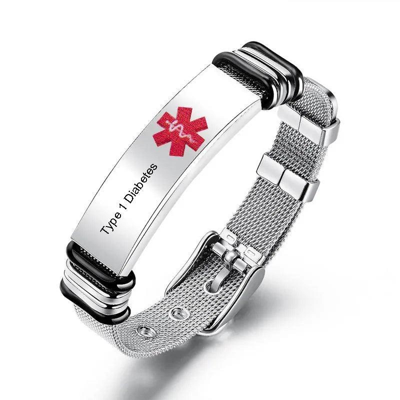 Personalized Medical Alert Bracelet DIY Engraving ICE Band for Men