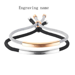 Personalized Braided Rope Couple Bracelets Stainless Steel