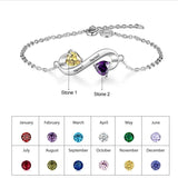 Personalized Silver Infinity Bracelet with Birthstone