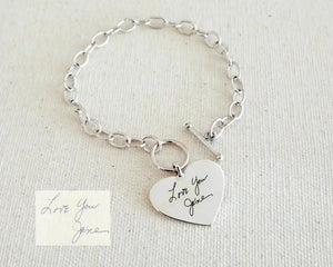 Handwriting Charm Bracelet - Memorial Jewelry - Sterling Silver Signature Bracel