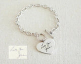 Handwriting Charm Bracelet - Memorial Jewelry - Sterling Silver Signature Bracel