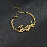 Name Heart Bracelets Women Stainless Steel Charms Bangle