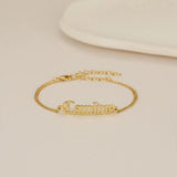 Personalized Name Bracelet Stainless Steel Charms Engraved Handwriting