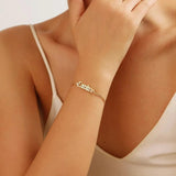 Personalized Name Bracelet Stainless Steel Charms Engraved Handwriting