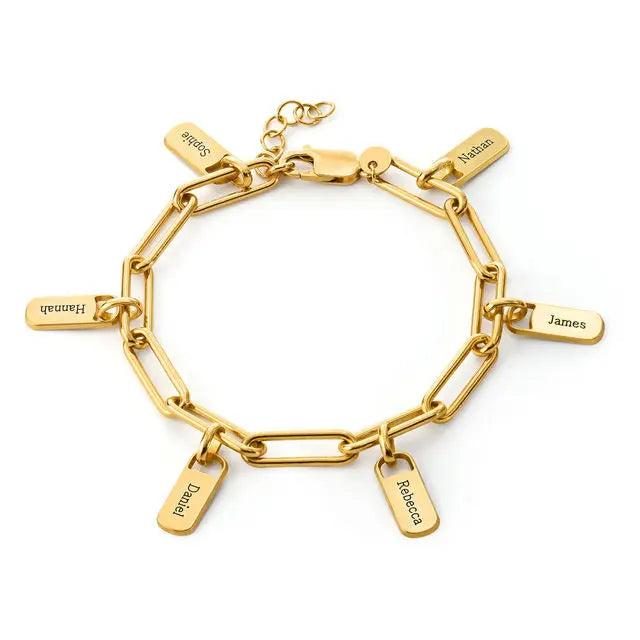 Personalized Names Bracelet Stainless Steel Paperclip Bracelet Name Charms