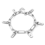 Personalized Names Bracelet Stainless Steel Paperclip Bracelet Name Charms