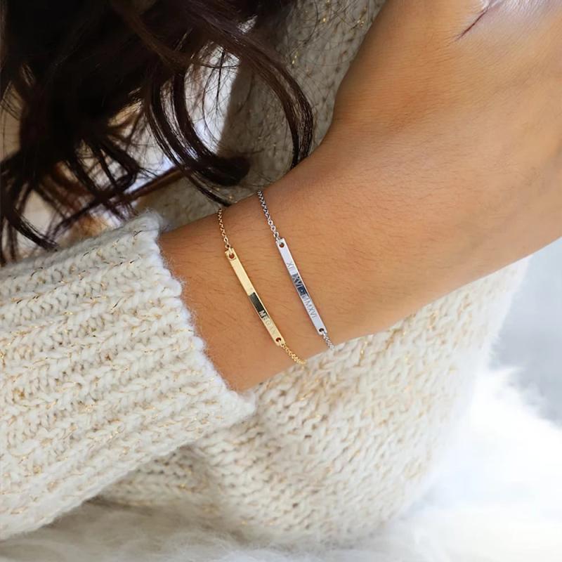 Personalized Name Bracelet Stainless Steel Cuban Chain Handwriting Bangle