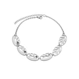 Personalized Leaves & Stones Bracelet Stainless Steel Engraved Names for Women