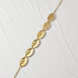 Personalized Leaves & Stones Bracelet Stainless Steel Engraved Names for Women