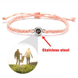 Pink Hand Braided Rope Bracelet with Photo Projection