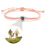 Pink Hand Braided Rope Bracelet with Photo Projection