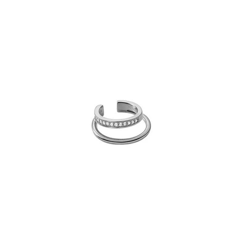 Trustdavis 925 Silver Double-deck CZ Clip Earrings Ear Cuff