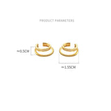 Trustdavis 925 Silver Double-deck CZ Clip Earrings Ear Cuff