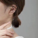 Trustdavis 925 Silver Double-deck CZ Clip Earrings Ear Cuff