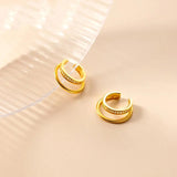 Trustdavis 925 Silver Double-deck CZ Clip Earrings Ear Cuff