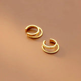 Trustdavis 925 Silver Double-deck CZ Clip Earrings Ear Cuff
