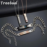 Treebud Engrave Name Bracelet Necklace Stainless Steel Rose Personalized