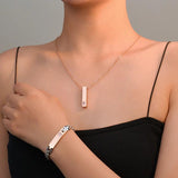Treebud Engrave Name Bracelet Necklace Stainless Steel Rose Personalized