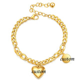 Love Heart&Round Tag Charm Bracelets Stainless Steel Bohemia Chain Jewelry