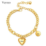 Love Heart&Round Tag Charm Bracelets Stainless Steel Bohemia Chain Jewelry