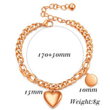 Love Heart&Round Tag Charm Bracelets Stainless Steel Bohemia Chain Jewelry