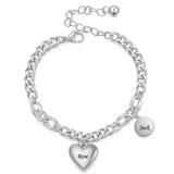 Love Heart&Round Tag Charm Bracelets Stainless Steel Bohemia Chain Jewelry