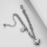 Love Heart&Round Tag Charm Bracelets Stainless Steel Bohemia Chain Jewelry