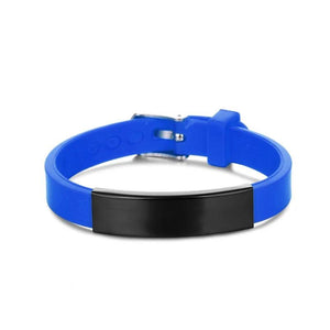 Engrave Name ID Number Anti Lost Bracelet Silicone Rudder Stainless Steel