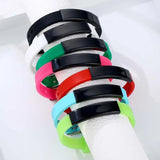 Engrave Name ID Number Anti Lost Bracelet Silicone Rudder Stainless Steel