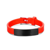 Engrave Name ID Number Anti Lost Bracelet Silicone Rudder Stainless Steel