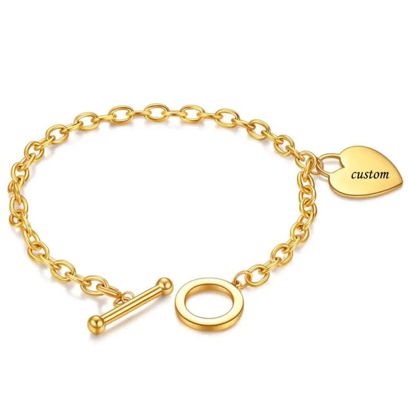 Heart Proverbs Pendant Charm Bracelet Adjustable Steel