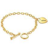 Heart Proverbs Pendant Charm Bracelet Adjustable Steel