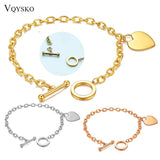 Heart Proverbs Pendant Charm Bracelet Adjustable Steel