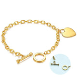 Heart Proverbs Pendant Charm Bracelet Adjustable Steel