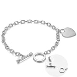Heart Proverbs Pendant Charm Bracelet Adjustable Steel