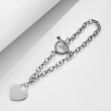 Heart Proverbs Pendant Charm Bracelet Adjustable Steel
