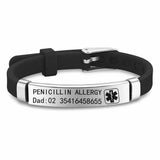 Personalized Medical Bracelet Stainless Steel Silicone