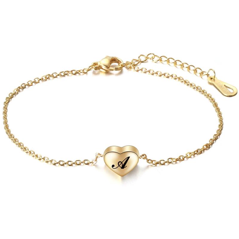 Stainless Steel Chain A-Z 26 Letters Initial Alphabet Charm Bracelet