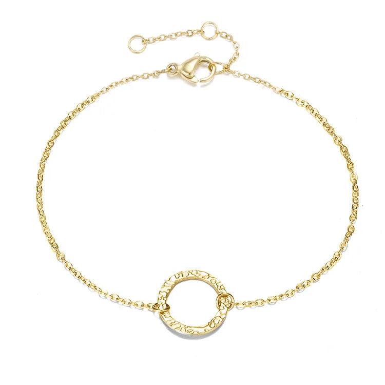 Minimalism 18K Plated Hammer Pattern Bracelet For Women
