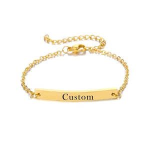 Personalized Engraved Name Bracelet Stainless Steel Adjustable Bangle