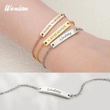 Personalized Engraved Name Bracelet Stainless Steel Adjustable Bangle