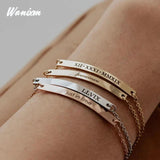 Personalized Engraved Name Bracelet Stainless Steel Adjustable Bangle