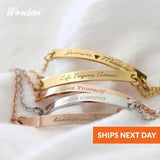 Personalized Engraved Name Bracelet Stainless Steel Adjustable Bangle