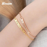Personalized Engraved Name Bracelet Stainless Steel Adjustable Bangle