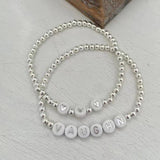 CCB Round Beads Elastic Bracelet Personalized Name Jewelry Unique Gift