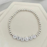 CCB Round Beads Elastic Bracelet Personalized Name Jewelry Unique Gift